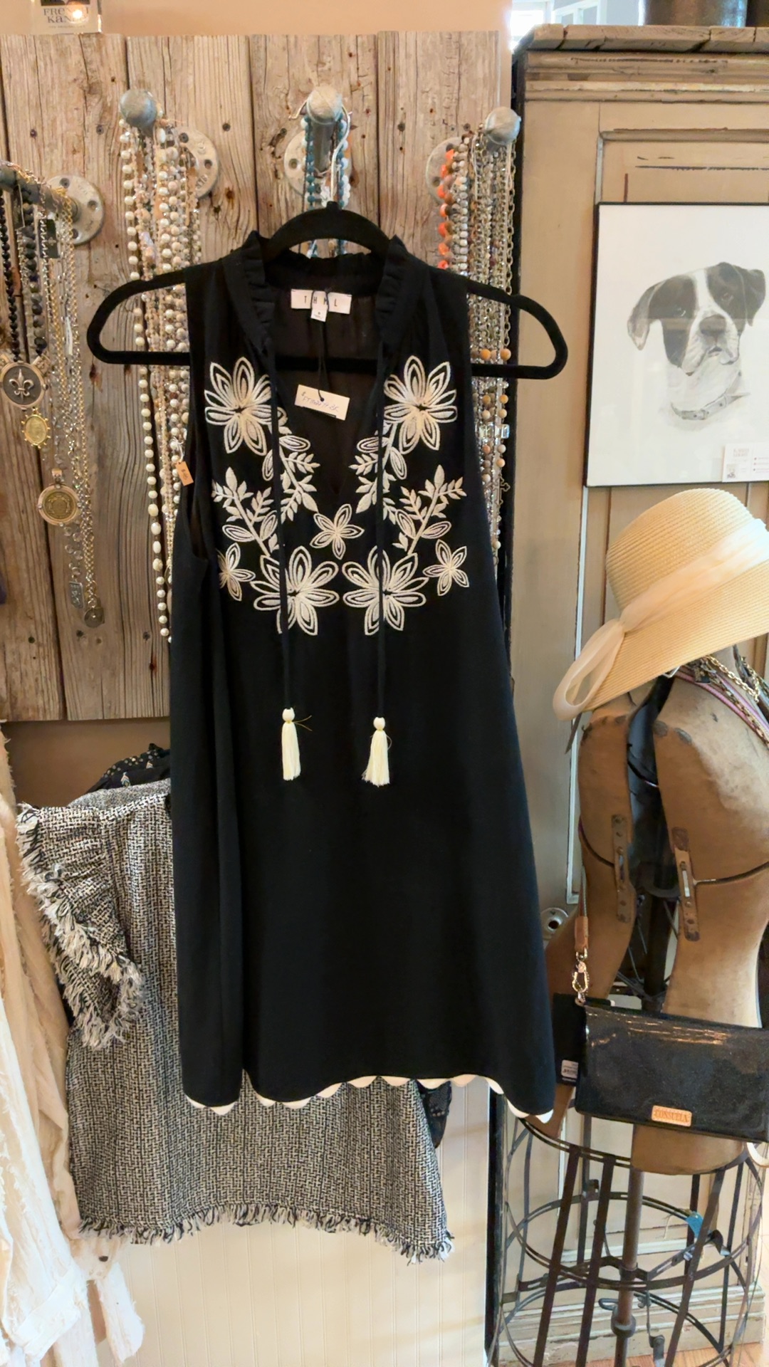 thml embroidered shift dress THML Boho Beauty Sleeveless Stripe Embroidered Shift Dress XS main image 1
