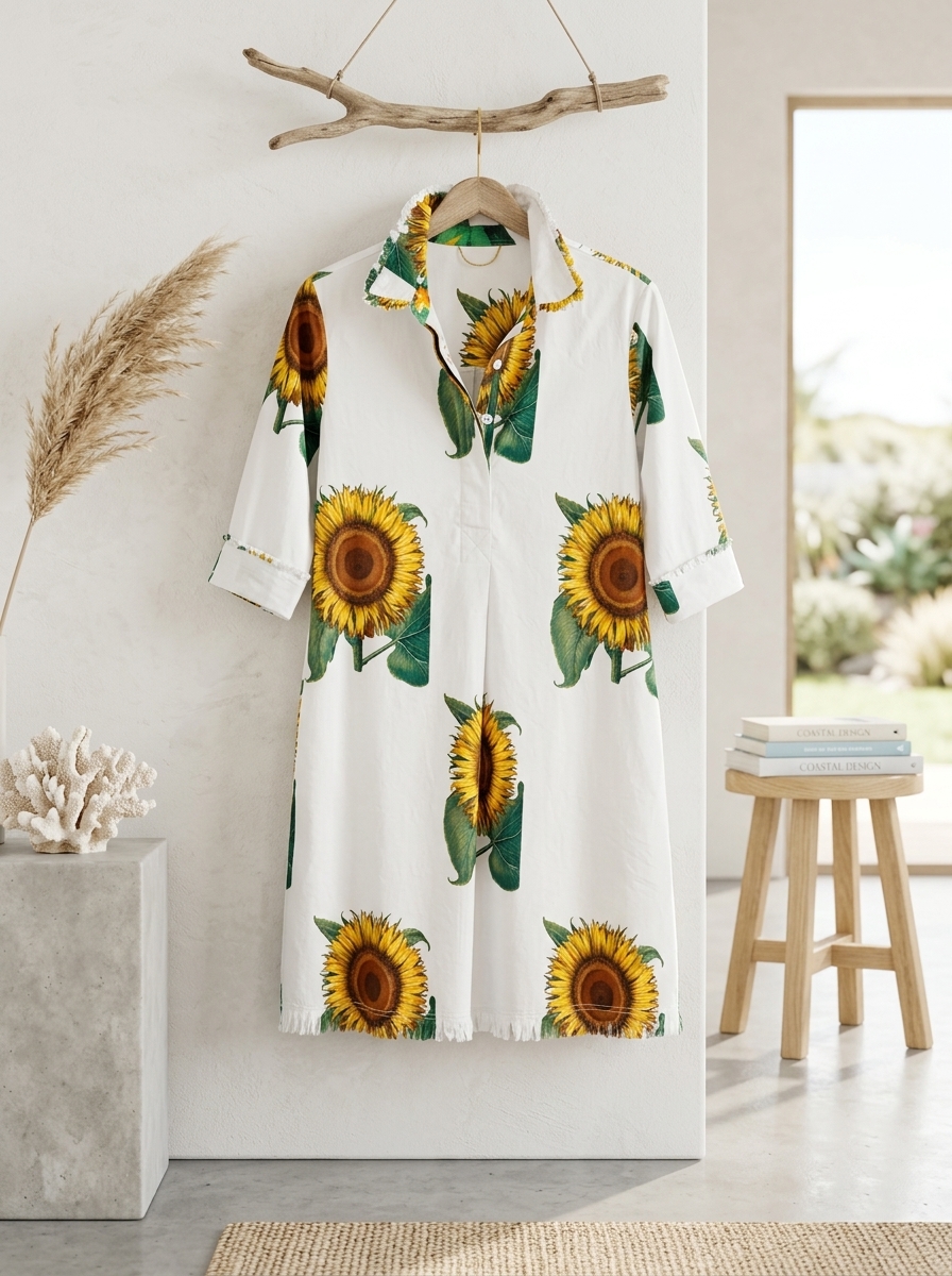 Dizzy Lizzie Sunflower Meadow Frayed Shift Dress